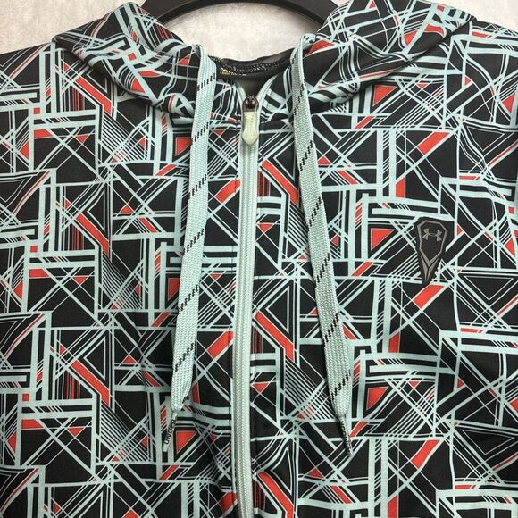 Under Armour Hoodie Men Medium Teal Geometric Sweater - Picture 2 of 10